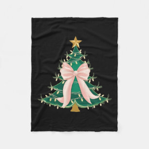 Coquette Bow Pink Christmas Tree Bows Xmas Women G Fleece Blanket