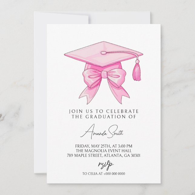 Coquette Bow Pink Graduation Invitation (Front)