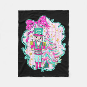 Coquette Bow Pink Nutcracker Christmas Holiday Mer Fleece Blanket