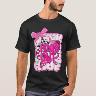 Coquette Bow Pink Out Football Team Breast Cancer T-Shirt