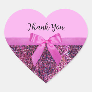 Coquette Bow & Pink Purple Glitter Script Name Heart Sticker