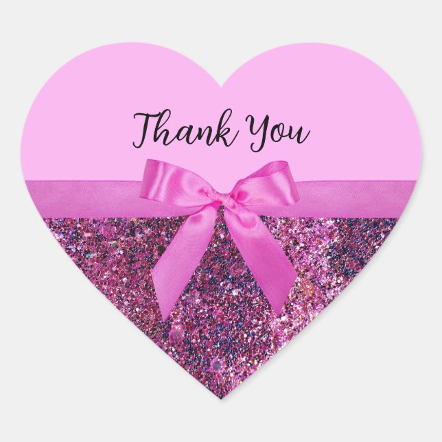 Coquette Bow & Pink Purple Glitter Script Name Heart Sticker (Front)