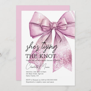 Coquette Bow Pink Tying The Knot Bridal Shower Invitation