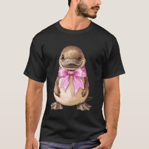 Coquette Bow Platypus Girl Mum Mothers Day Pink T-Shirt