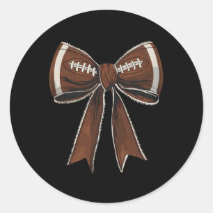 Coquette Bow Pumpkin American Footll Thanksgiving Classic Round Sticker