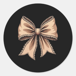 Coquette Bow Pumpkin American Footll Thanksgiving Classic Round Sticker