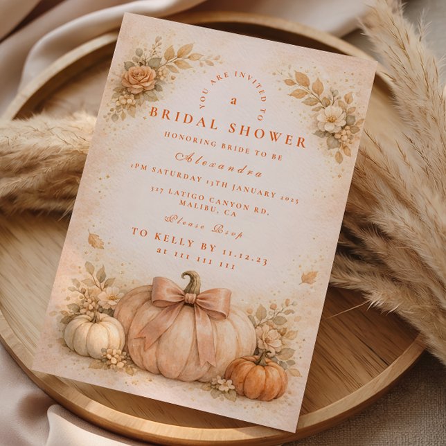 Coquette Bow Pumpkin Bridal Shower Invitation (Creator Uploaded)
