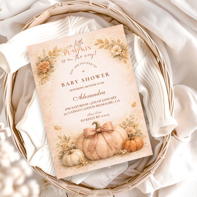 Coquette Bow Pumpkin Fall Baby Shower Invitation (Creator Uploaded)
