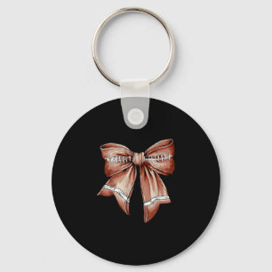 Coquette Bow Pumpkin Footll Mom Girls Thanksgiving Key Ring