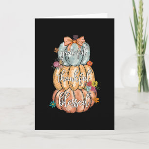 Coquette Bow Pumpkin Grateful Thankful Blessed Tha Card