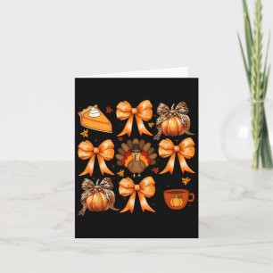 Coquette Bow Pumpkin Pie Turkey Thanksgiving Autum Card