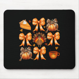 Coquette Bow Pumpkin Pie Turkey Thanksgiving Autum Mouse Pad