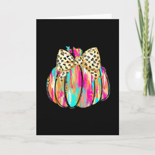 Coquette Bow Pumpkin Season Autumn Fall Leaves Tha Card