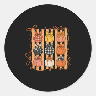 Coquette Bow Pumpkin Season Autumn Fall Leaves Tha Classic Round Sticker