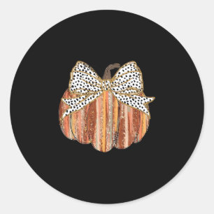 Coquette Bow Pumpkin Season Autumn Fall Leaves Tha Classic Round Sticker
