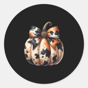Coquette Bow Pumpkin Season Autumn Fall Leaves Tha Classic Round Sticker