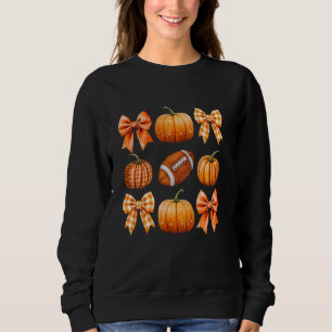 Coquette Bow Pumpkin Season Autumn Halloween Thank Sweatshirt