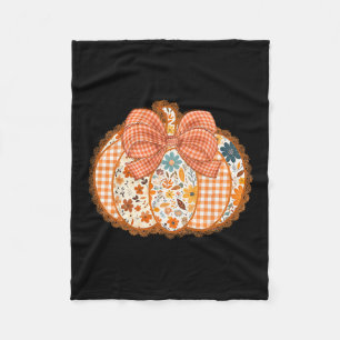 Coquette Bow Pumpkin Season Thanksgiving Autumn Fa Fleece Blanket