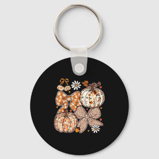 Coquette Bow Pumpkin Season Thanksgiving Autumn Fa Key Ring