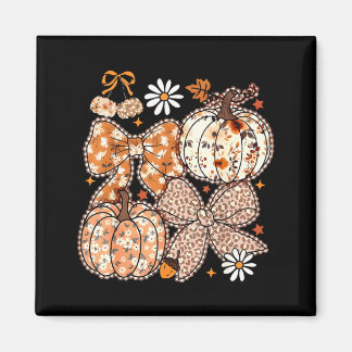 Coquette Bow Pumpkin Season Thanksgiving Autumn Fa Magnet