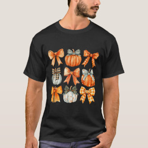 Coquette Bow Pumpkin Season Thanksgiving Autumn Fa T-Shirt