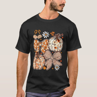 Coquette Bow Pumpkin Season Thanksgiving Autumn Fa T-Shirt