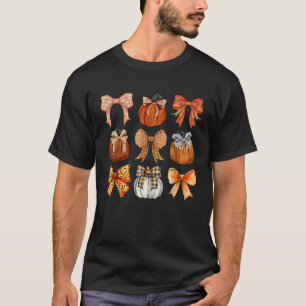 Coquette Bow Pumpkin Season Thanksgiving Autumn Fa T-Shirt