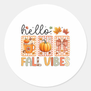 Coquette Bow Pumpkin Season Thanksgiving Hello Fal Classic Round Sticker
