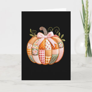 Coquette Bow Pumpkin Thankful Blessed Thanksgiving Card