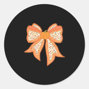 Coquette Bow Pumpkin Thanksgiving Autumn Fall Y'al Classic Round Sticker
