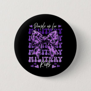 Coquette Bow Purple Up For Military Kids Military  6 Cm Round Badge