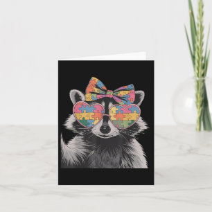 Coquette Bow Racoon Autism Awareness Women Girls  Card