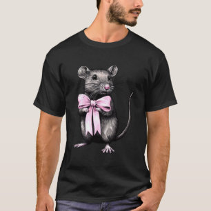 Coquette Bow Rat Mouse Mum Mothers Day Girl Pink C T-Shirt