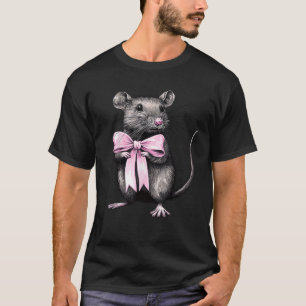 Coquette Bow Rat Mouse Mum Mothers Day Girl Pink C T-Shirt