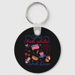 Coquette Bow Red White and Due 4th of July Key Ring