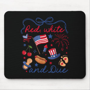 Coquette Bow Red White and Due 4th of July Mouse Pad