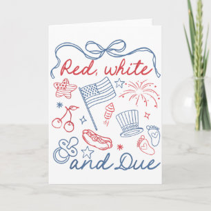 Coquette Bow Red White And Due 4th Of July Pregnan Card