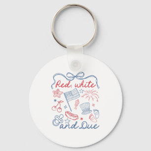 Coquette Bow Red White And Due 4th Of July Pregnan Key Ring