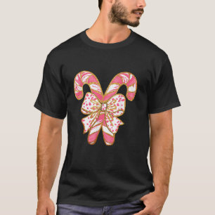 Coquette Bow Retro Colourful Candy Funny Christmas T-Shirt