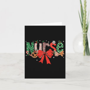 Coquette Bow Retro Fall Nurse Christmas Xmas Girl Card