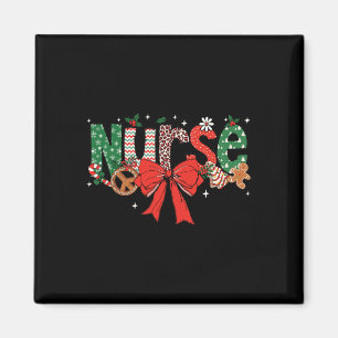 Coquette Bow Retro Fall Nurse Christmas Xmas Girl  Magnet