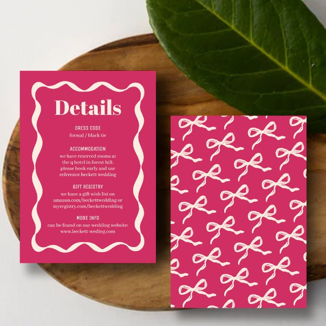 Coquette Bow Retro Wedding Detail Enclosure Card (Creator Uploaded)