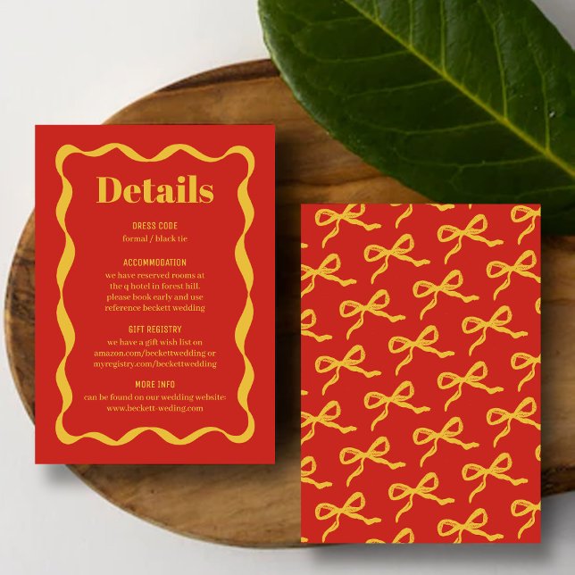 Coquette Bow Retro Wedding Detail Enclosure Card (Creator Uploaded)