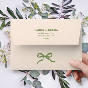 Coquette Bow Retro Wedding Envelope