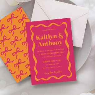 Coquette Bow Retro Wedding Invitation