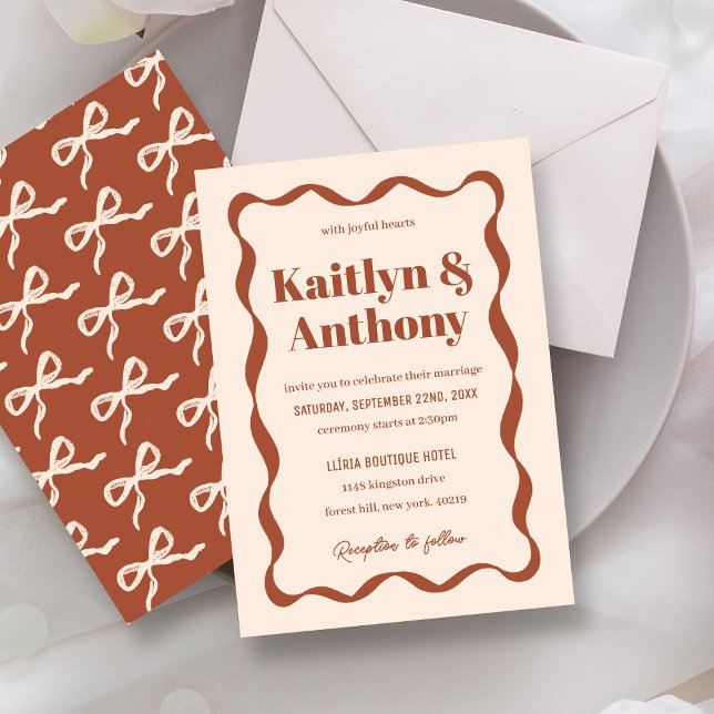 Coquette Bow Retro Wedding Invitation (Creator Uploaded)