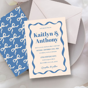 Coquette Bow Retro Wedding Invitation