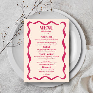 Coquette Bow Retro Wedding Menu