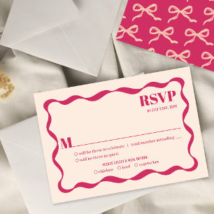 Coquette Bow Retro Wedding RSVP Card