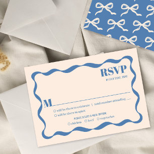 Coquette Bow Retro Wedding RSVP Card